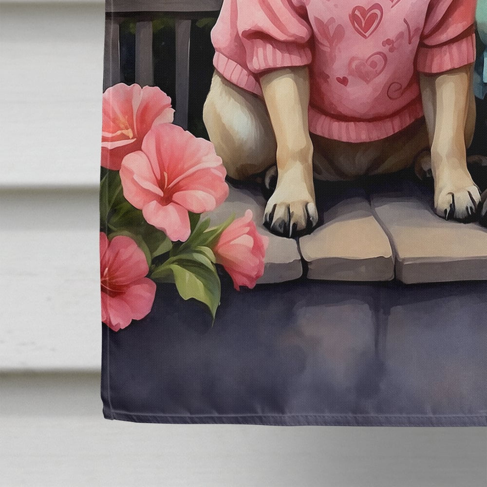 Pug Two Hearts House Flag 28 in x 40 in