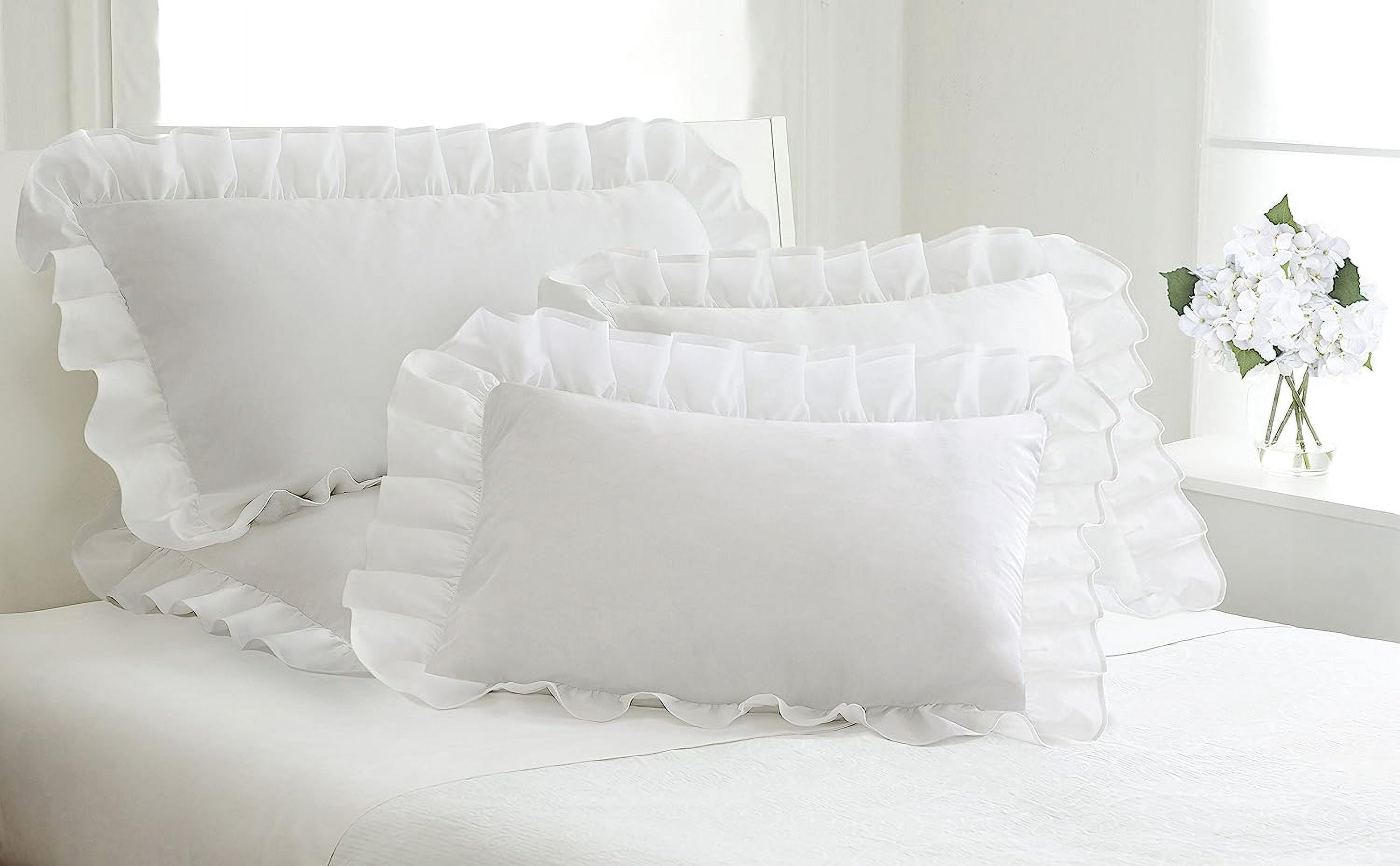 Fresh Ideas Ruffled 2-Pack Poplin Pillow Sham Set, White, Standard