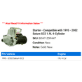 thumbnail image 2 of Starter - Compatible with 1995 - 2002 Saturn SL2 1.9L 4-Cylinder 1996 1997 1998 1999 2000 2001, 2 of 2