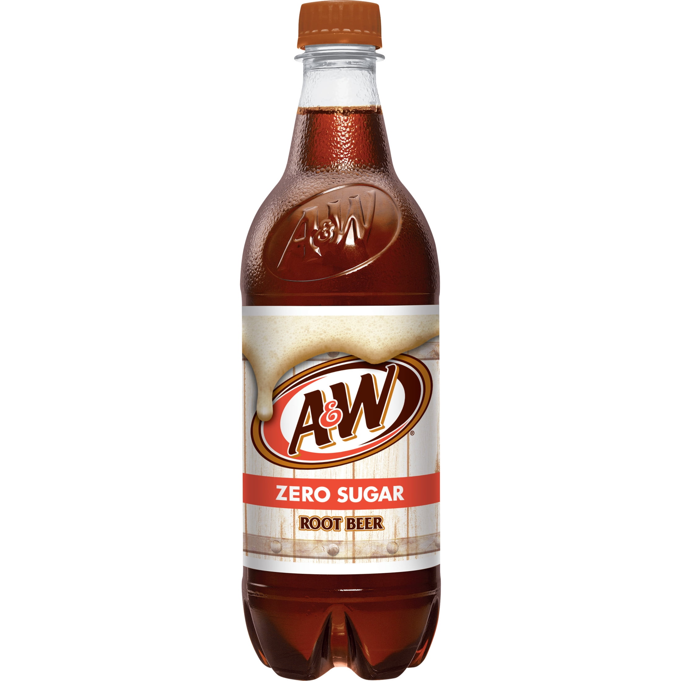 A&W Zero Sugar Root Beer Soda Pop, 16.9 fl oz, 6 Pack Bottles