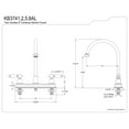 thumbnail image 3 of Kingston KB3748AL Restoration Two-Handle 3-Hole 8" Centerset Kitchen Faucet in Brushed Nickel, 3 of 5