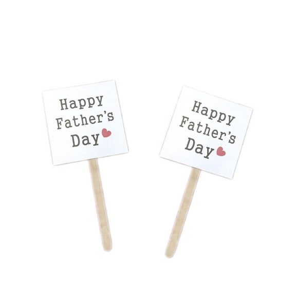 Worgeous 25pcs Beige Happy Father's Day Cake Toppers Paper Party Decorations Cupcake Picks