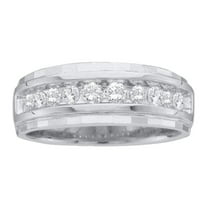 10kt White Gold Mens Round Channel-set Diamond Wedding Band Ring 1/2 Cttw