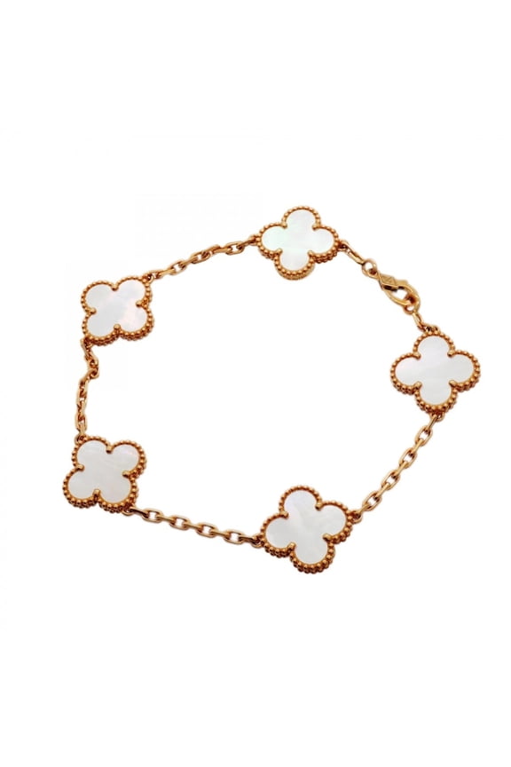 Pre-Owned Van Cleef & Arpels Alhambra Bracelet, 5 Motifs, 18K Yellow Gold, Mother-of-Pearl,...