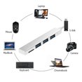 thumbnail image 3 of Adaptador USB C OTG perfke 3 puertos USB 3.1 a USB 2.0 lector de tarjetas pequeñas plateado, 3 of 9