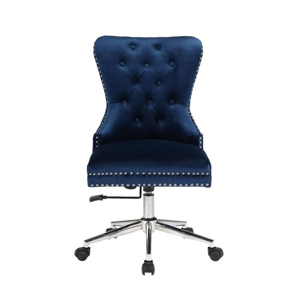 Champagne Office Chair in Blue Velvet, Executive Chair, Computer Chair, Adjustable Office Chair, Vintage Office Chair, Swivel Office Chair for Home