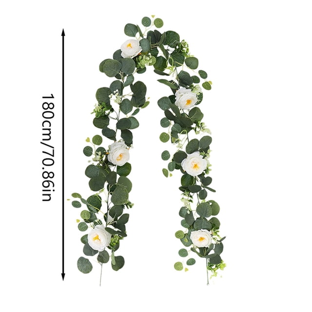 WMQPNNS with White Roses A Rose and Greenery and Vine Suitable for Wedding and Home Party Runner .