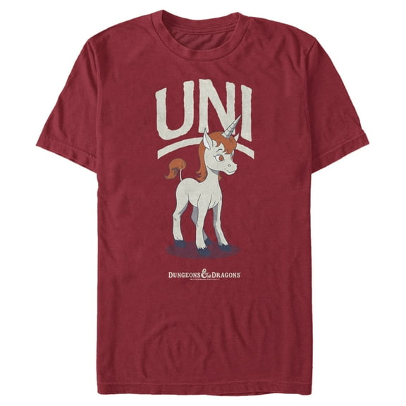 Men's Dungeons & Dragons Uni Unicorn Pose Cartoon Graphic Tee Cardinal 2X Large