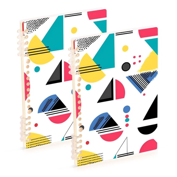 FORMRS 1-Subject Spiral Notebook 8" x 5" College Ruled 60 Refillable Sheet A5 Hard Cover, 2 Pack, Black Retro Pattern