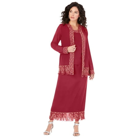 Roaman's Women's Plus Size Beaded Skirt Set
