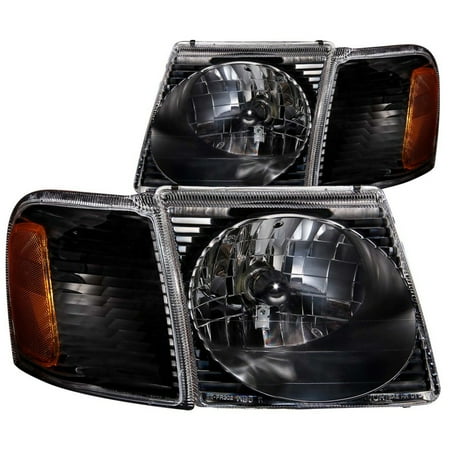 - ANZO 2001-2005 Ford Explorer Crystal Headlights Black