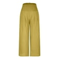 thumbnail image 4 of SELONE Palazzo Pants for Women Plus Size Dressy Lounge Pants Cotton Linen Wide Leg Elastic Waist Full Length Trouser Loose Casual Long Beach Pants Solid Yellow S Tall Breathable Summer Clothes, 4 of 5