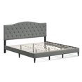 thumbnail image 2 of Oros Upholstered Platform Bed Frame / Tufted Camelback / Mattress Foundation / Wood Slat Support / No Box Spring Needed / Easy Assembly, Stone, King, 2 of 7