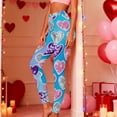 thumbnail image 2 of Visit the JURANMO Store Women's Holiday Leggings Cute Heart Graphic High Waist Yoga Workout Pant Fashion Streetwear Tight Pants Valentines Gifts Light Blue XXL, 2 of 10
