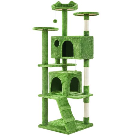 Yaheetech 70.1 Large Multi-Level Cat Tree with Double Condos & 3 Perches Green