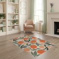 thumbnail image 2 of ODIKA 4'x6' Orange Green Vibrant Orchard Inspired Washable Area Rug Botanical Patterns with Modern Artistic Flair for Bedroom, Reading Nook, Pet Friendly & Non-Shedding, 2 of 7
