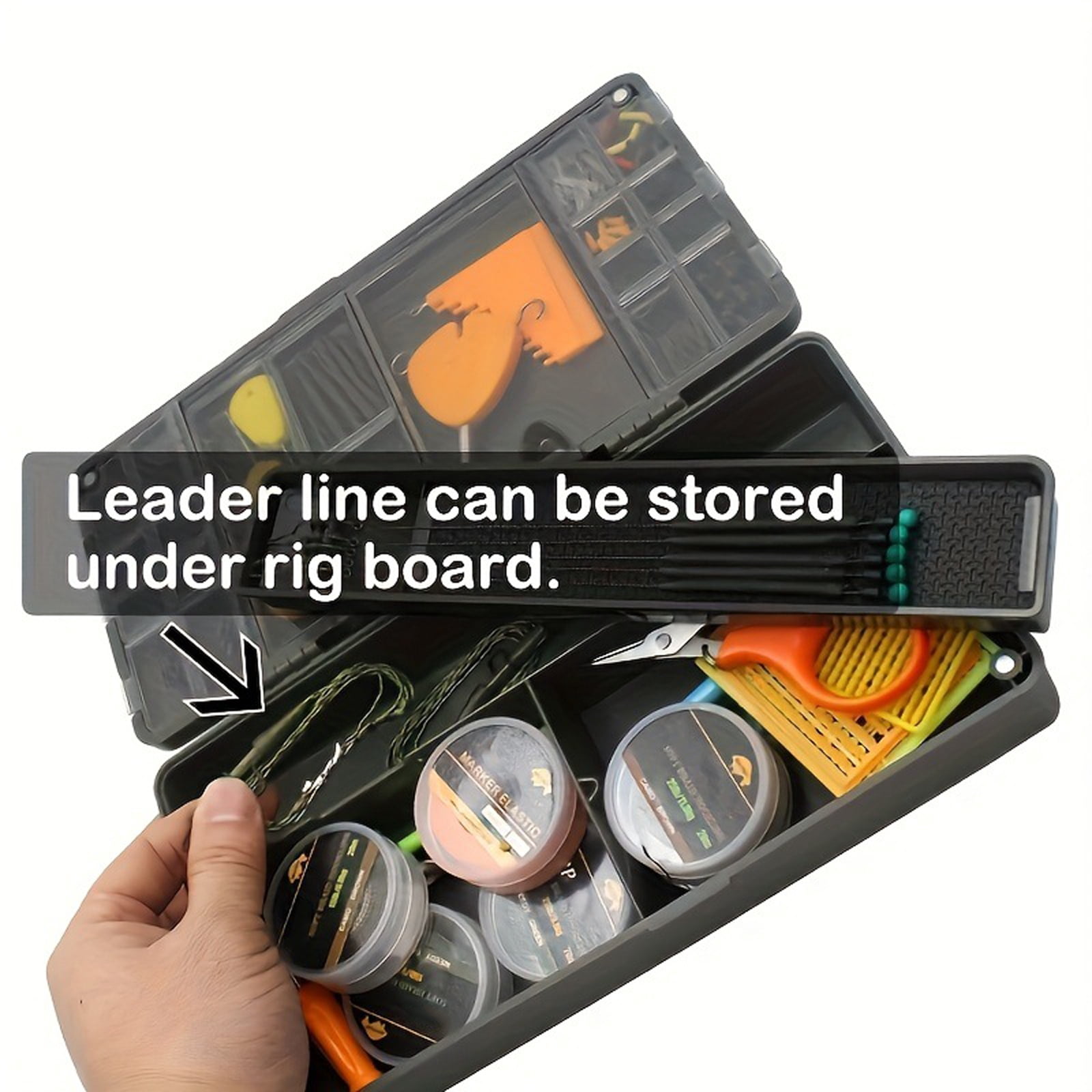 Compartment Fishing Tackle Box Fishing Rigging Storage Case Container Stiff Hair Rigging Board Fishing Line Rigging Holder Enduring