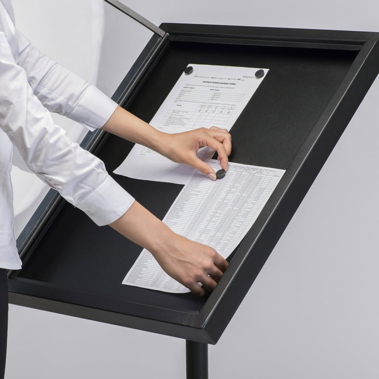 Metal Enclosed Bulletin Menu Board Pedestal Menu Holder 4x(8.5×11) Inch  Black with Gray Pattern Floor Standing – Displays Outlet – Online Display  Signs Retailer