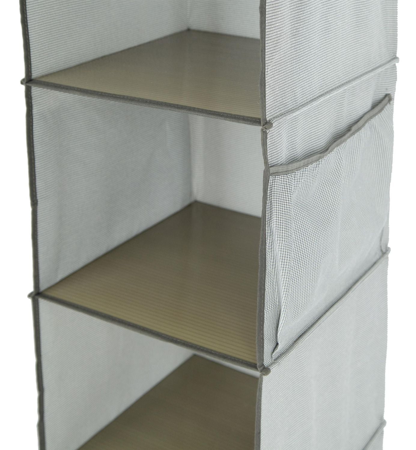 MAINSTAYS Fabric 6-Shelf Closet Organizer, Shelves Hanging Organizer 6 - Layer Collapsible Hanging Closet Organizer with 4 Side Pockets Closet Hanging Shelves ,Gray