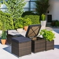 thumbnail image 3 of SAZYY 2 Pieces Patio Ottomans, Patiojoy Hand-Woven PE Rattan Side Table with Removable Cushion & Hidden Storage Space, Multifunctional Storage Box, Seat for Patio, Backyard, Poolside, Navy, 3 of 4