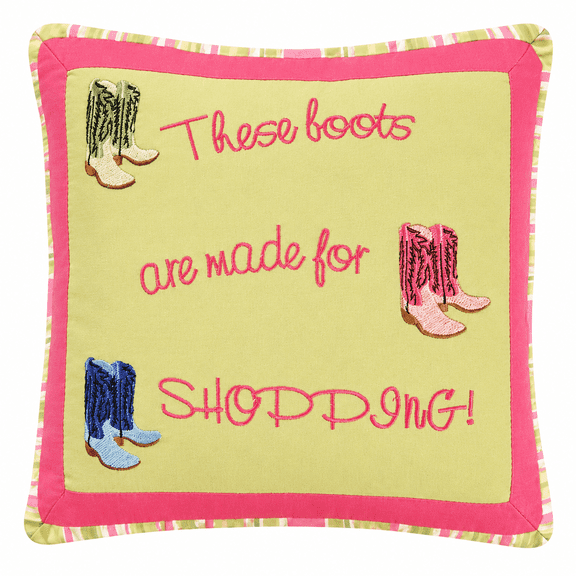 "These Boots Are Made for Shopping" Mini Accent Pillow 10" x 10"