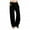 Black, variant on Women Plus Size Pants Wide Leg Pants Casual Solid Cotton Linen Drawstring Elastic Waist Long Pants Gray S