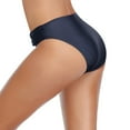 thumbnail image 5 of TODOZO Bikini Bottoms for Women Womens Cheeky Swimsuit Fold Front Bikini Bottoms Ruched Swim Bottoms Black Bikini Bottoms Low Rise Full Coverage Bikini Basic Swim Briefs Navy M, 5 of 9