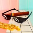 thumbnail image 1 of 1PCs Mosaic Strips Sunglasses Trick Toy Thug Life Glasses Deal with It Glasses Pixel Women Men Black Mosaic Sunglasses Funny ToyEChina He Qiyong unisex, 1 of 1