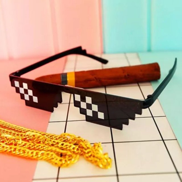 1PCs Mosaic Strips Sunglasses Trick Toy Thug Life Glasses Deal with It Glasses Pixel Women Men Black Mosaic Sunglasses Funny ToyEChina He Qiyong unisex