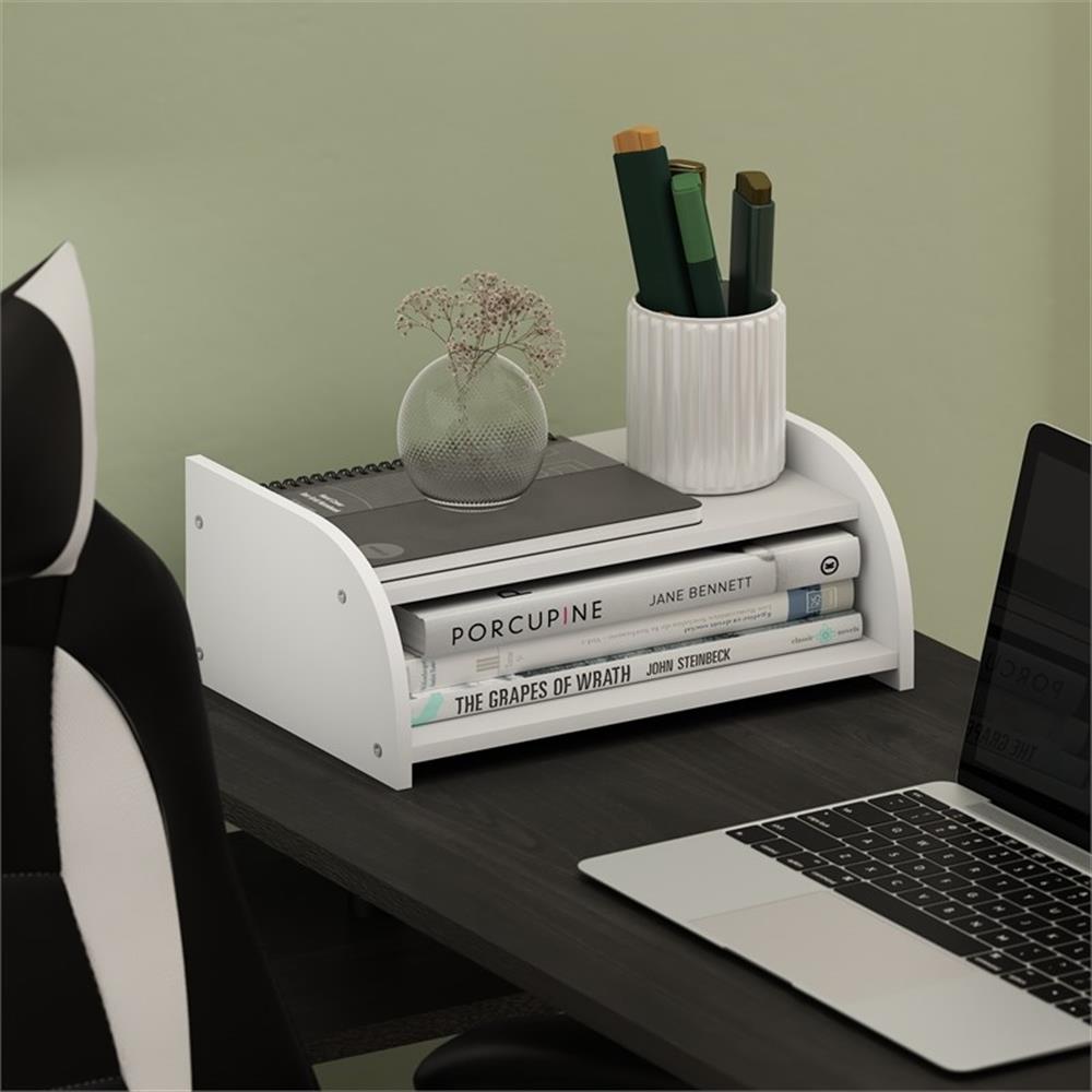 Pemberly Row Contemporary 2-Tier Desk Top Organizer in White