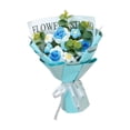 thumbnail image 1 of Guirnalda de flores artificiales tejidas a crochet, ramo de flores preservadas, regalo para esposa Azul, 1 of 9