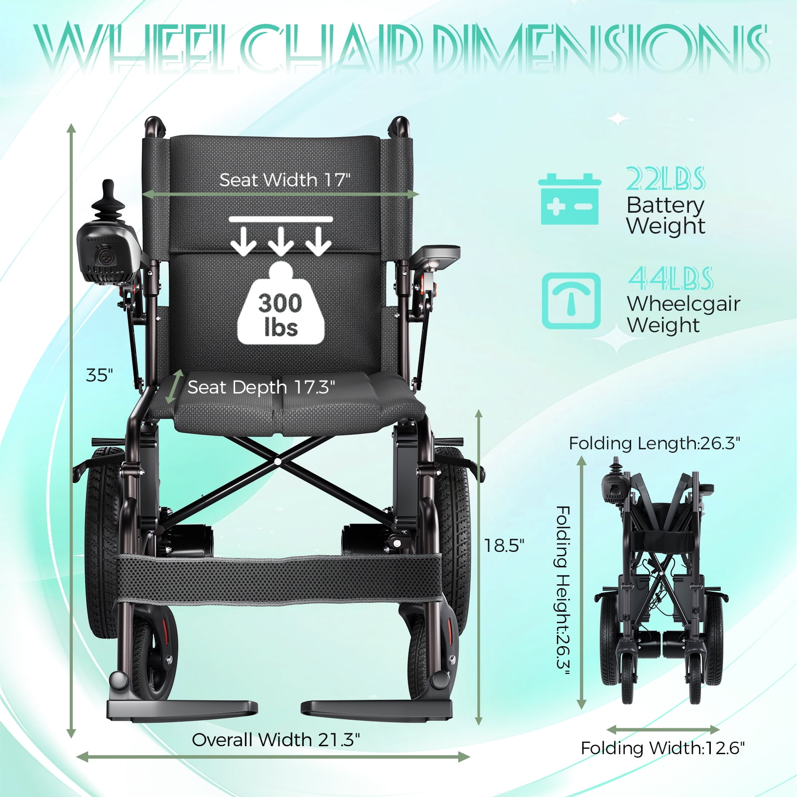 ROBOOTER X40 Electric Wheelchair for Adults, Compact, Heavy Duty