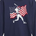thumbnail image 3 of Instant Message - Baseball Player American Flag - Toddler & Youth Long Sleeve  T-Shirt, 3 of 6