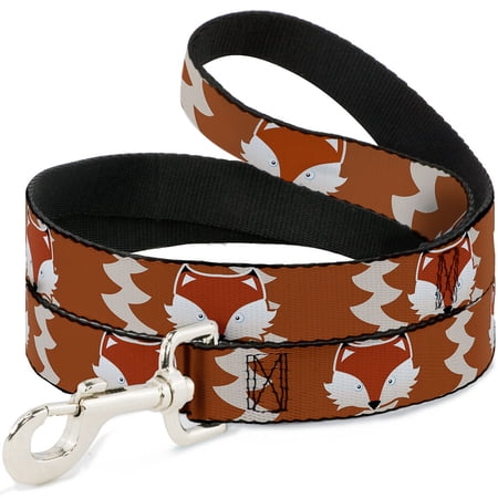 Buckle-Down Pet Leash Dog Leash Fox Face Tail Orange Natural 4 Feet Long 1.0 Inch Wide