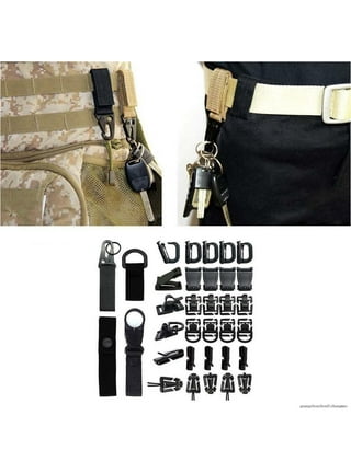 34 PCS Molle Attachments Set Tactical Gear Clip for Webbing Strap Molle Bag  Tactical Backpack Vest Belt - Key Ring, D-Ring Locking Carabiner, Water  Bottel Carriers Tube Clip, Web Dominator Buckle 