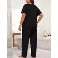 thumbnail image 2 of Musefolio Women's Pajama Sets Summer Short Sleeve Round Neck Comfort Fit Checkered Print Casual Sleepwear 1X-5X, 2 of 8