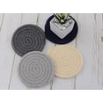 thumbnail image 3 of Round Coasters Set of 5, Cotton Woven Braided Hot Pads Place Mats Heat-Resistant Modern, Yellow, 3 of 3