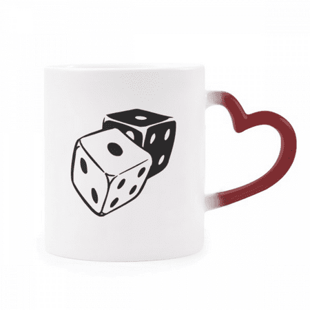 

Dice Casino Black White Illustration Heat Sensitive Mug Red Color Changing Stoneware Cup