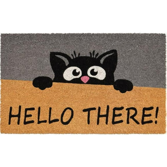 HomeRoots 572254 18 x 30 in. Beige & Black Coir Animal Print Outdoor Door Mat
