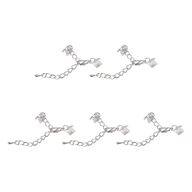 Unique Bargains 10Ensemble Pinces à Ruban Pinces à Homard & Chaîne 6mm Ton Argent pour Bricolage