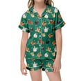 thumbnail image 2 of Gunia Girls Summer Pajamas Animal Chicken Pattern Boys Pattern Printed Short Sleeve Button Down Shorts Set Outfits Homewear Nightwear Loose 2-3 Years, 2 of 4