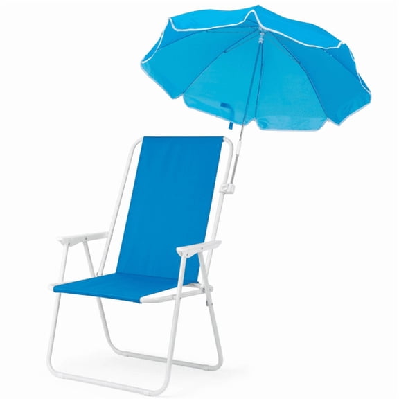 Alvantor Folding Beach Chair with Umbrella, 265 lb Capacity, Royal Blue, 1 Pack