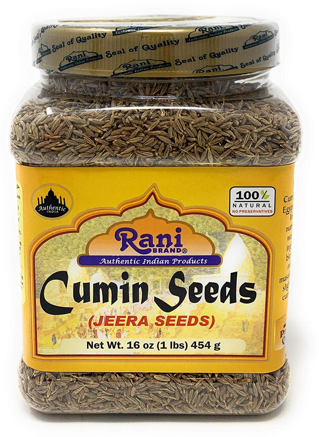 Rani Cumin Seeds Whole (Jeera) Spice 16oz (454g) 1lb PET Jar All