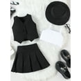 thumbnail image 2 of aturustex Little Girls 4pcs Skirts Outfits 3T-7T Toddler Baby Sleeveless Camisole V-Neck Waistcoats Button-up Tops with Elastic Pleated Skirt Hat Kidsy Skirts Set Beachwear for Holiday Party, 2 of 7