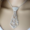 thumbnail image 3 of HEVIRGO Unisexe Collier Cravate Forme Strass Incrusté de Mode Cravate Évider Chaîne Collier Bijoux pour Fête, 3 of 10