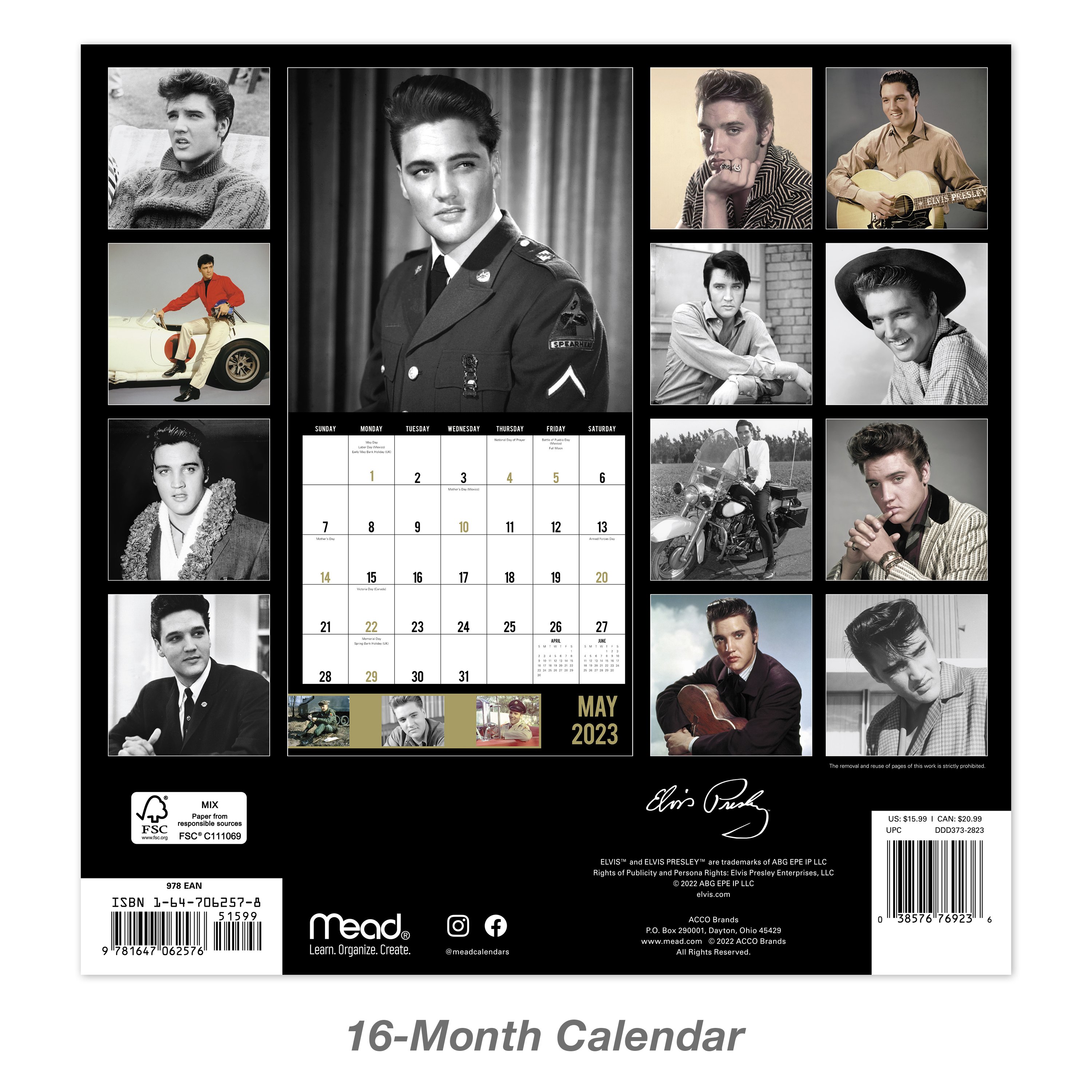 2023 Wall Calendar, Elvis, 12 2023 Wall Calendar, Elvis, 12