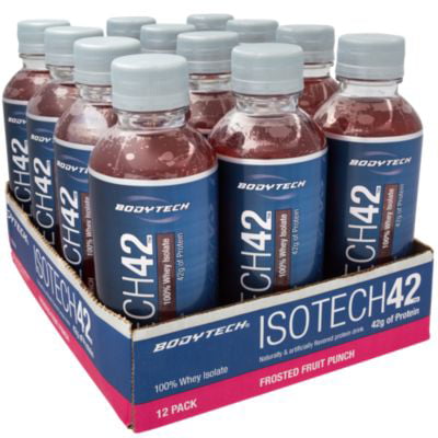 BodyTech IsoTech 42  Flavored Protein Drink with 42 Grams of Protein, 100 Whey Isolate, Fruit Punch (12
