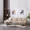 thumbnail image 2 of 114" U-Shaped Modular Sofa,Chenille Fabric Sectional Sofa with Double Chaise Lounge & Gold-Plated Feet,4-Seat Sofa Couch for Living Room Apartment Office,Camel, 2 of 9