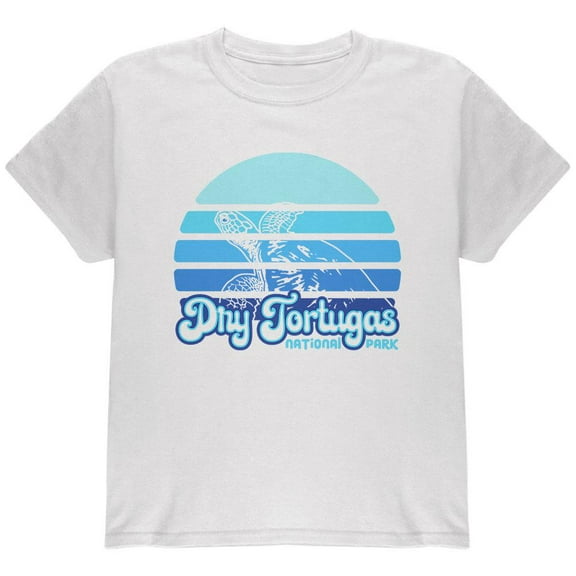 National Park Retro 70s Sunset Dry Tortugas Youth T Shirt White Youth X-SM