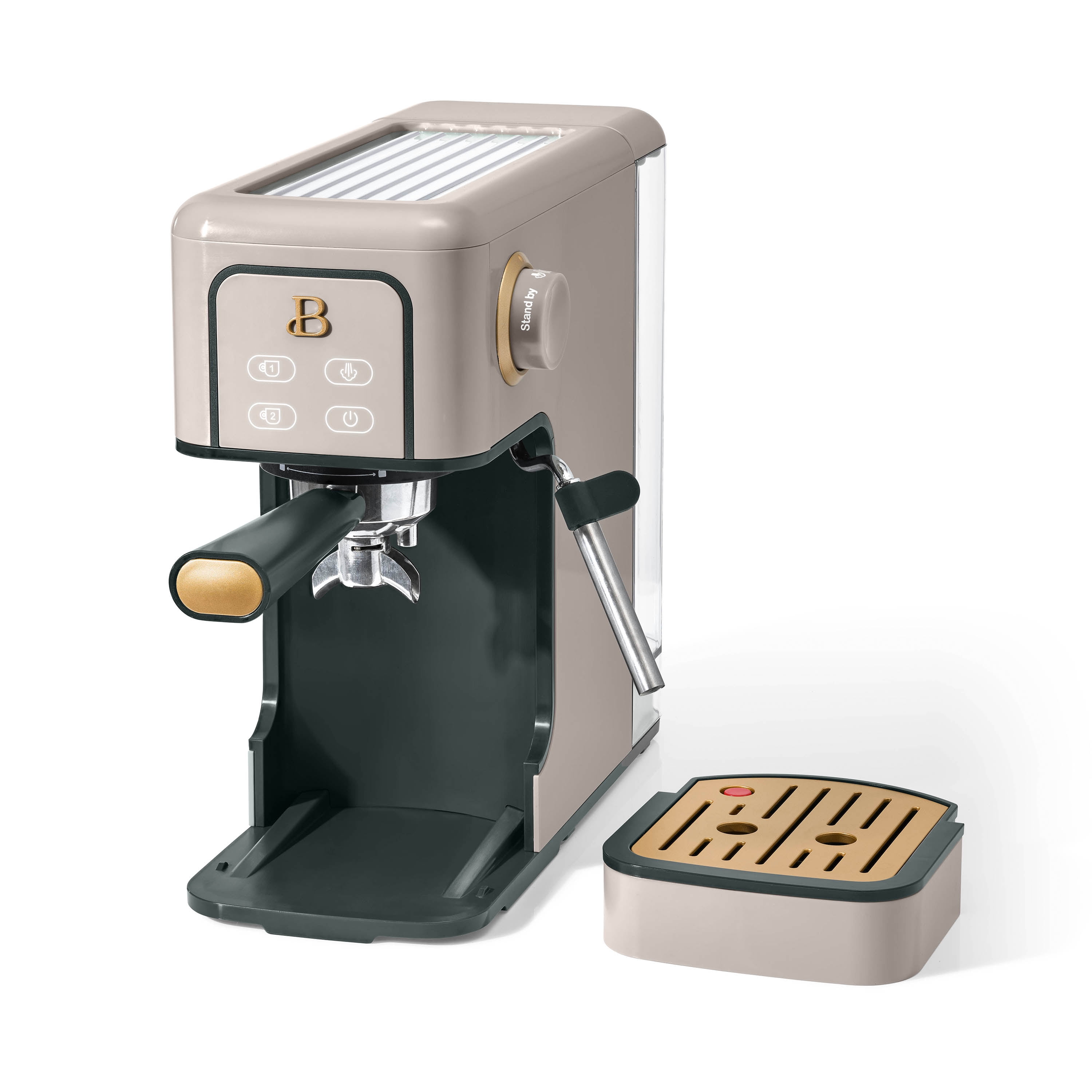 Beautiful Slim Espresso Machine with 20-Bar Pressure, Porcini Taupe by Drew Barrymore